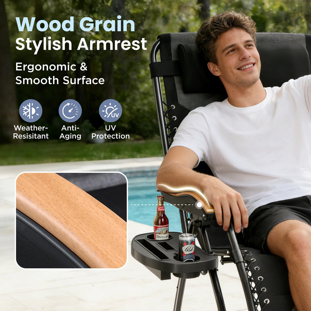 XXL Zero Gravity Chair, 30" Wide, 400 LBS, Black D44018