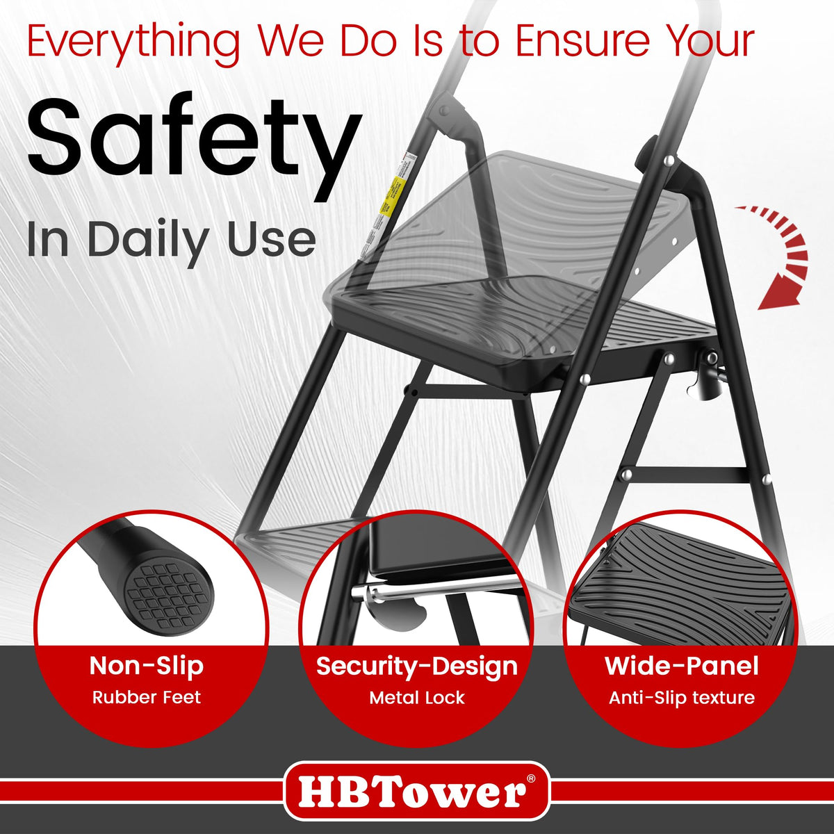 2 Step Ladder with Anti-Slip Pedal Q779273