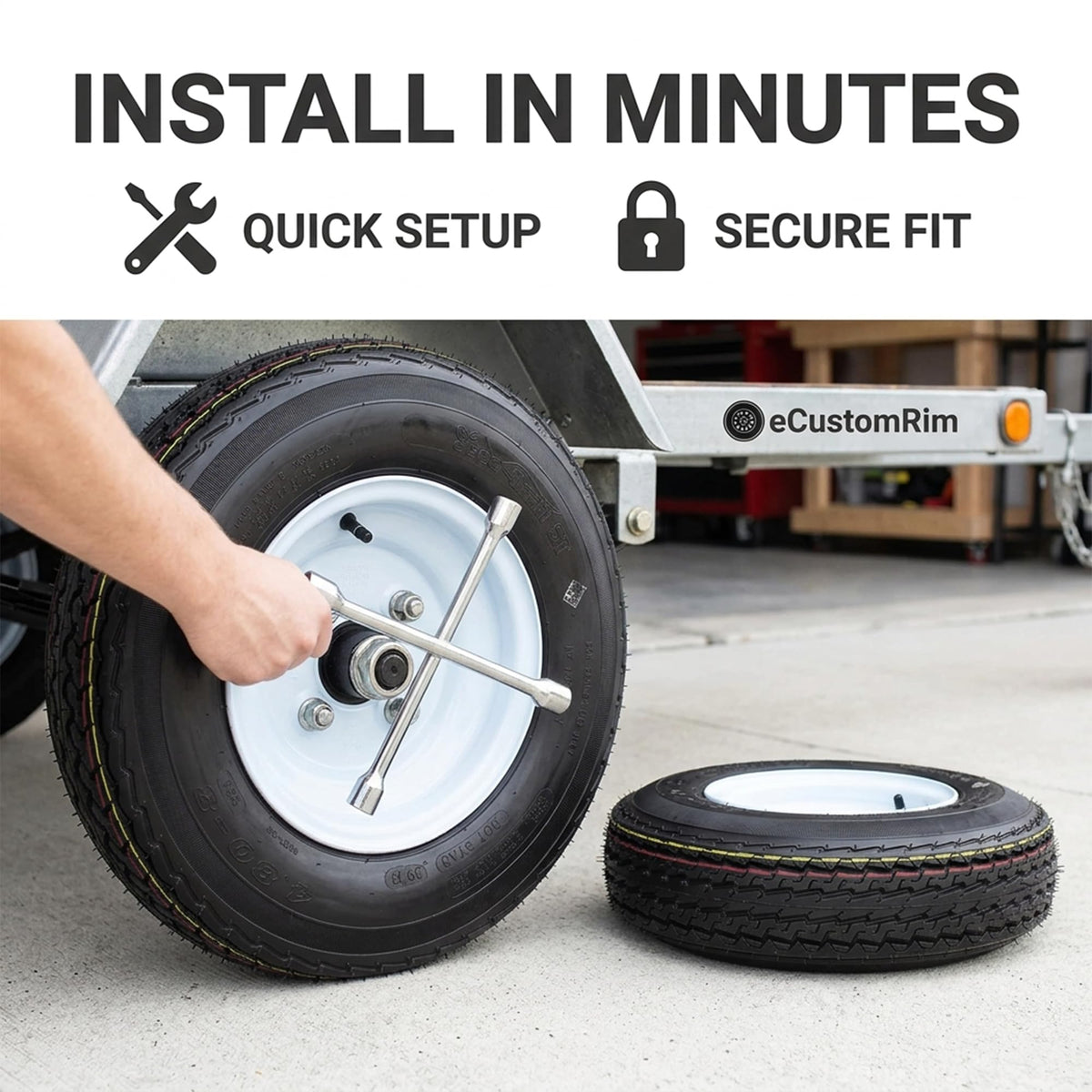 2-Pack Trailer Tire Rim Assembly 480-8 4.80-8 8 Inch LRC 4 Lug K676