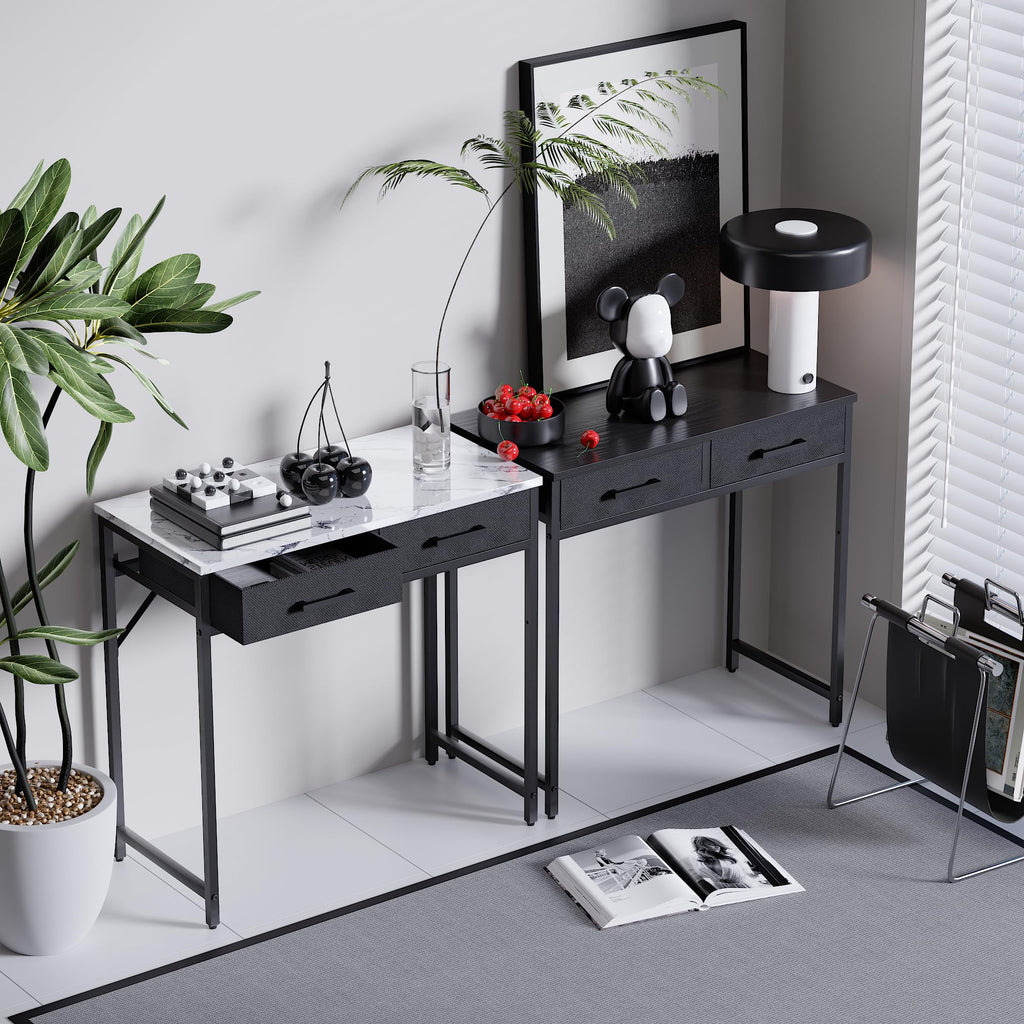 32 Inch Small Computer Desk with 2 Drawers Black E21021