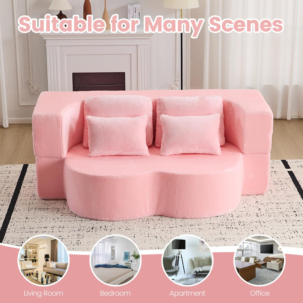 Pink Convertible Sofa Bed Q761658