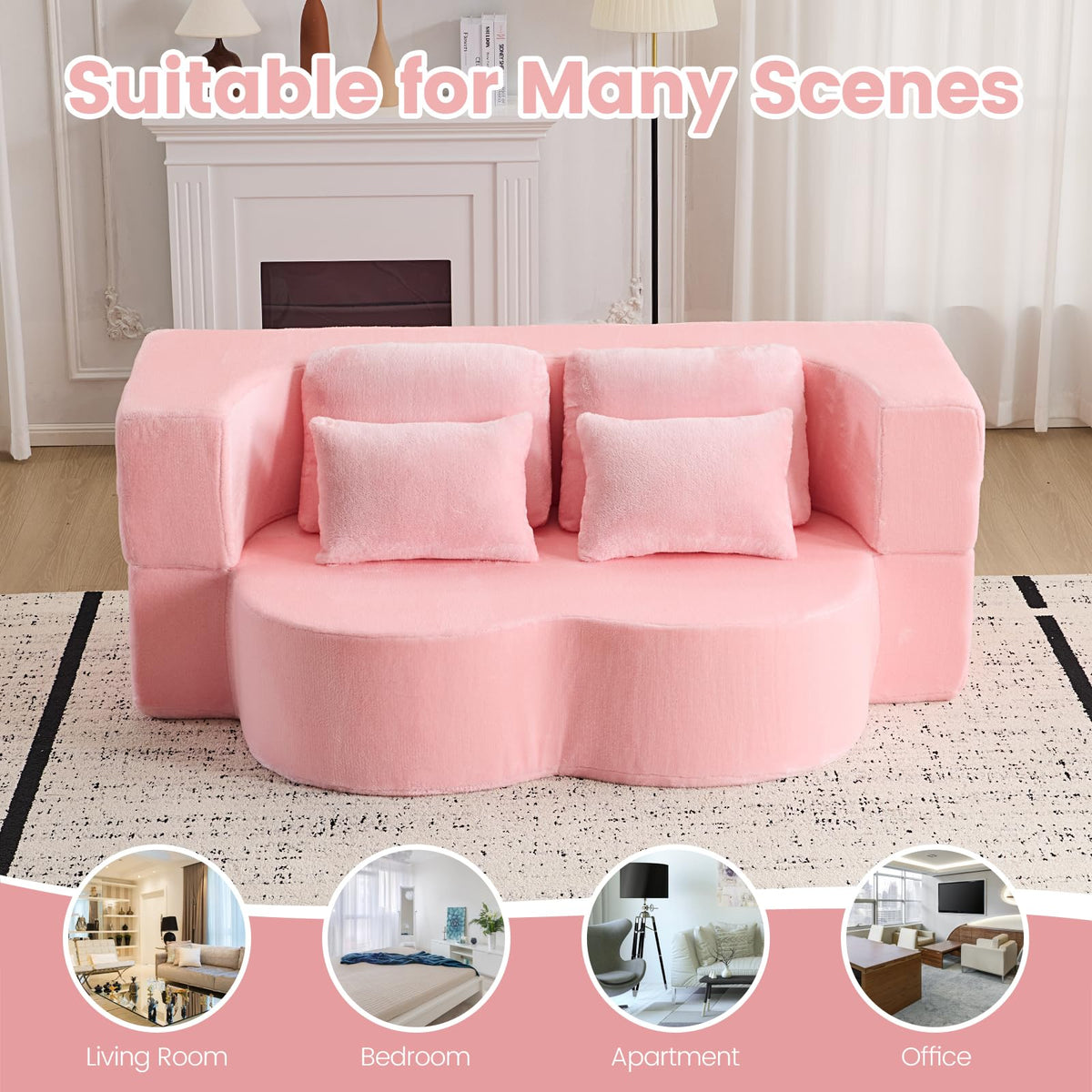 Pink Convertible Sofa Bed Q761658
