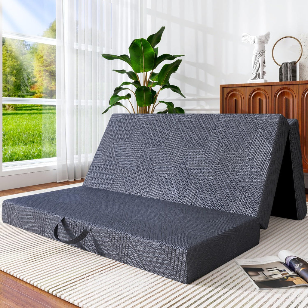 6 Inch Cooling Gel Memory Foam Trifold Mattress with Ice Silk Cover J2834