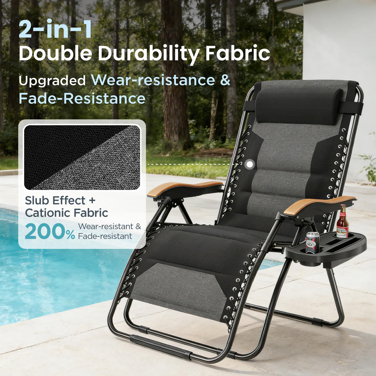 XXL Zero Gravity Chair, 30" Wide, 400 LBS, Black D44018