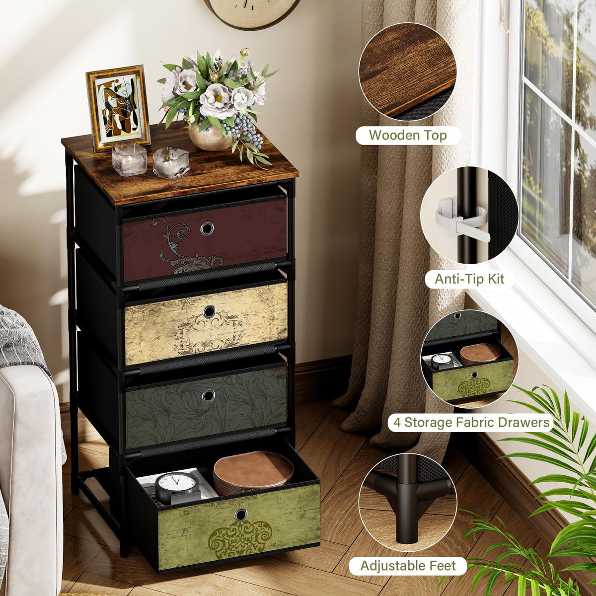 4 Drawer Fabric Storage Unit C749