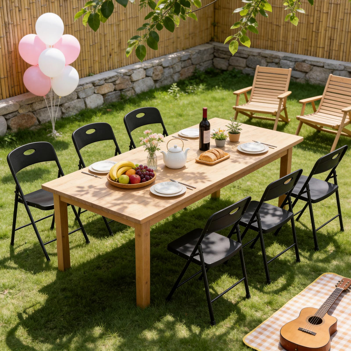 Black 6 Pack Plastic Metal Folding Chairs W3718
