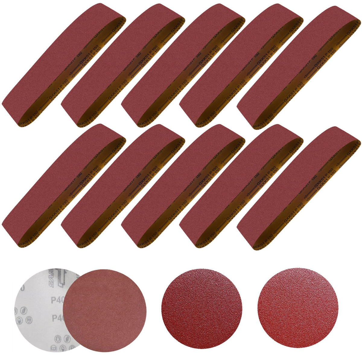 4 x 36 Inch Aluminum Oxide Sanding Belts and 6 Inch Sanding Discs Pack of 14 W266