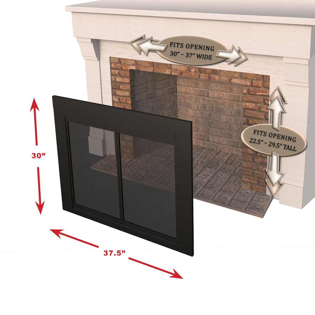 Black Small Fireplace Glass Door N1023
