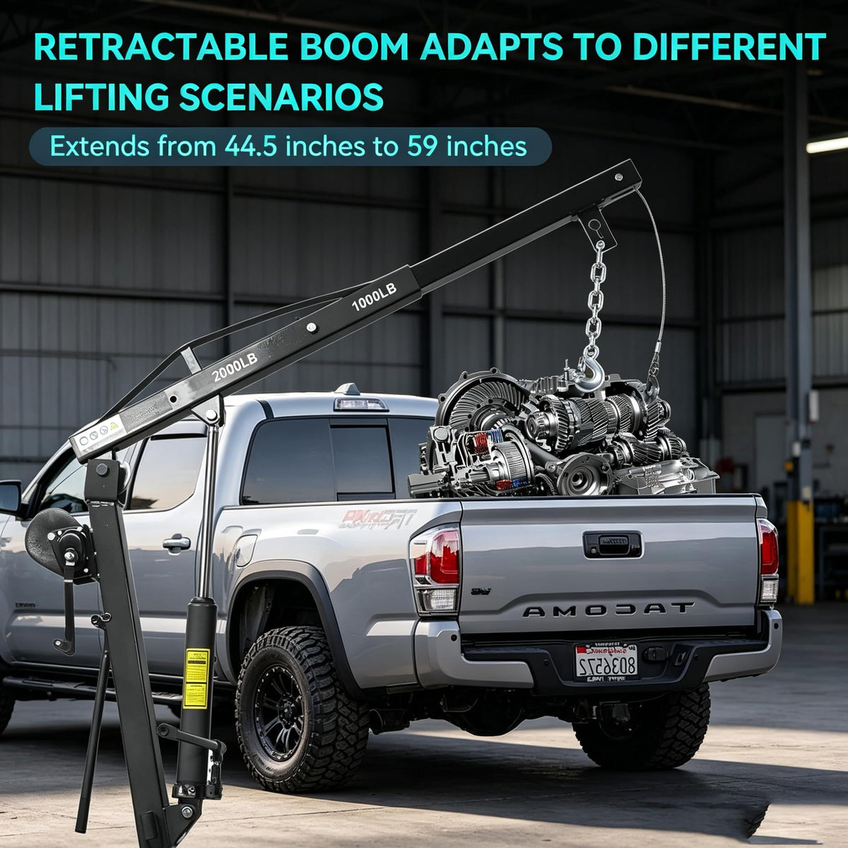 2000 lb Pickup Truck Davit Crane with Hand Winch P909