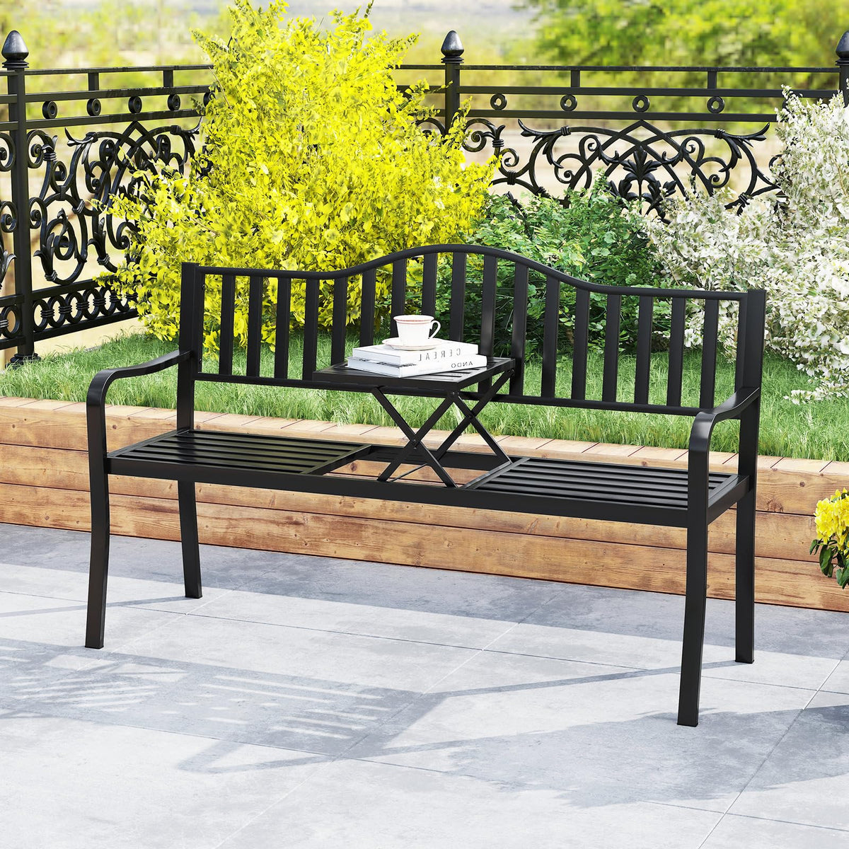 60” Metal Outdoor Garden Park Bench J5702