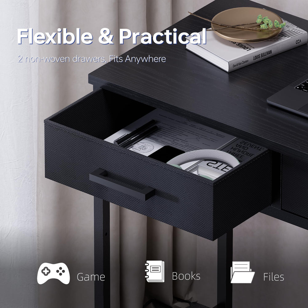 32 Inch Small Computer Desk with 2 Drawers Black E21021