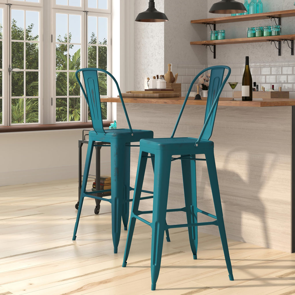 30" Metal Counter Stool with Footrest J526109