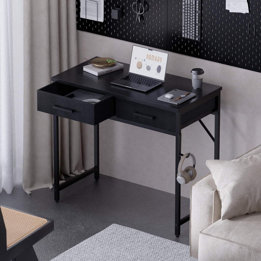 32 Inch Small Computer Desk with 2 Drawers Black E21021