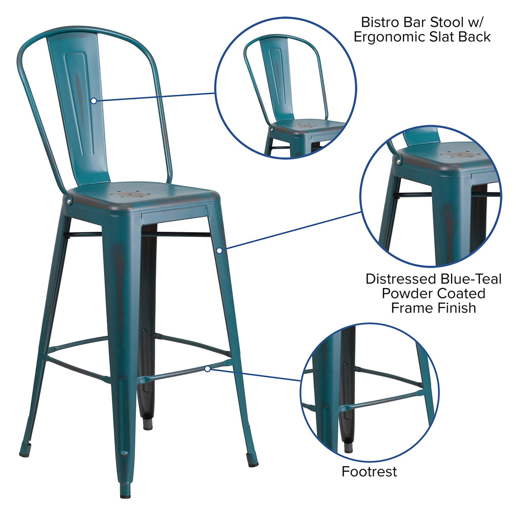 30" Metal Counter Stool with Footrest J526109