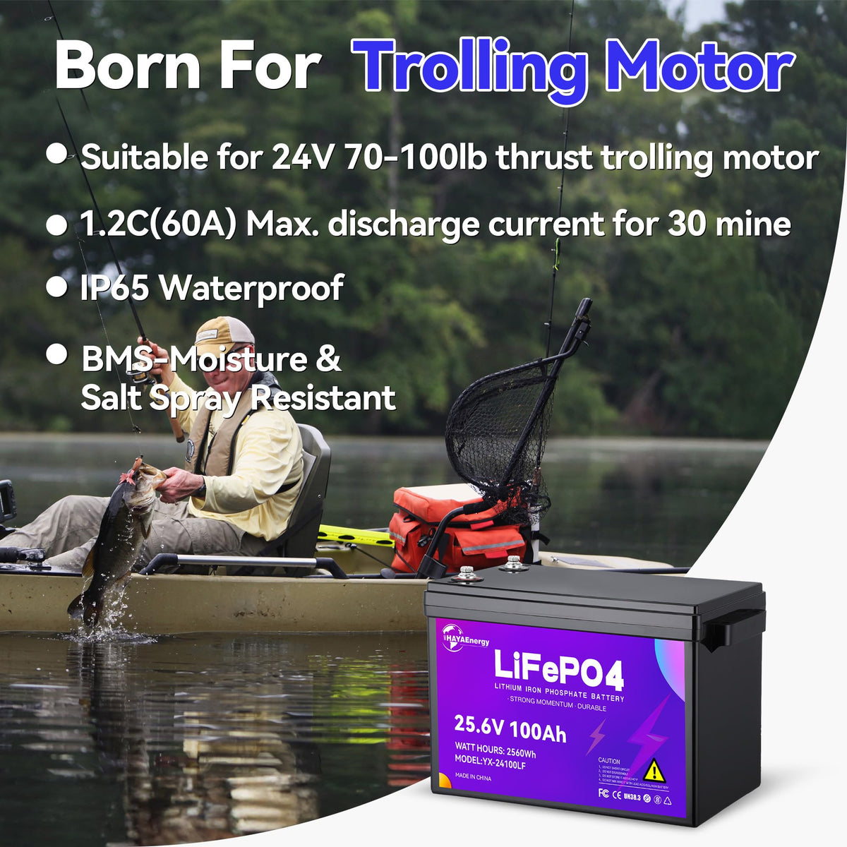 24v 100ah LiFePO4 Lithium Battery with 100A BMS B902