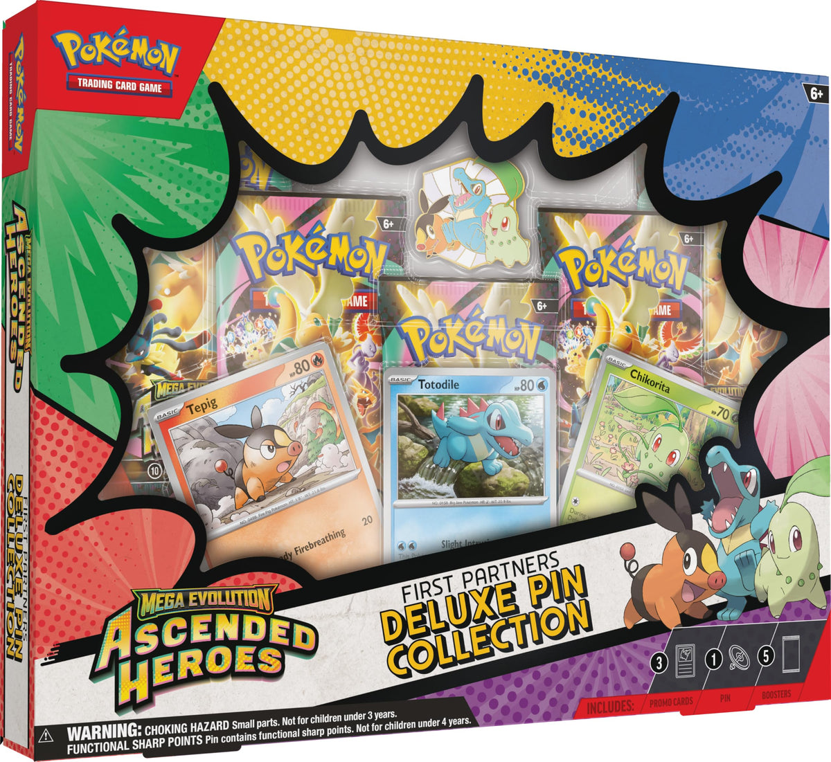 Pokémon TCG 3 Foil Promo Cards 1 Deluxe Pin & 5 Booster Packs H66264