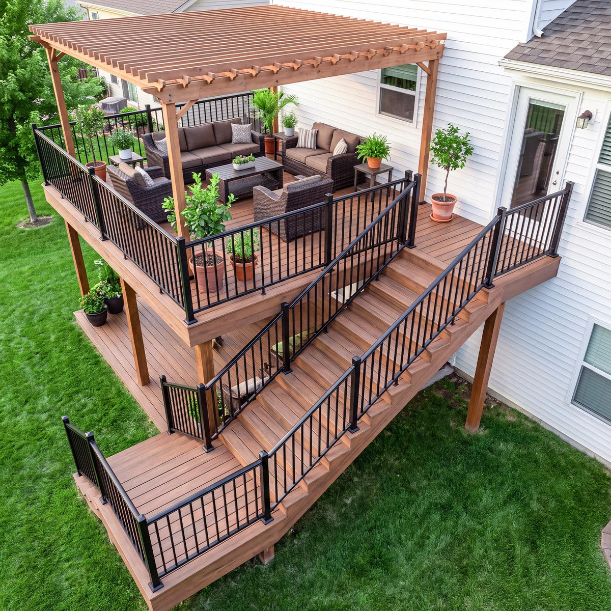 1 Pack 36 in x 6 ft Black Aluminum Stair Railing Kit V606665