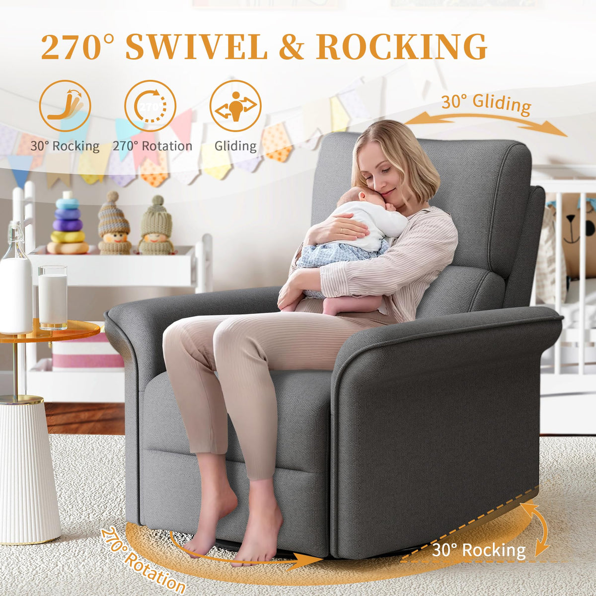 Power Swivel Rocker Recliner Chair Velvet R12881