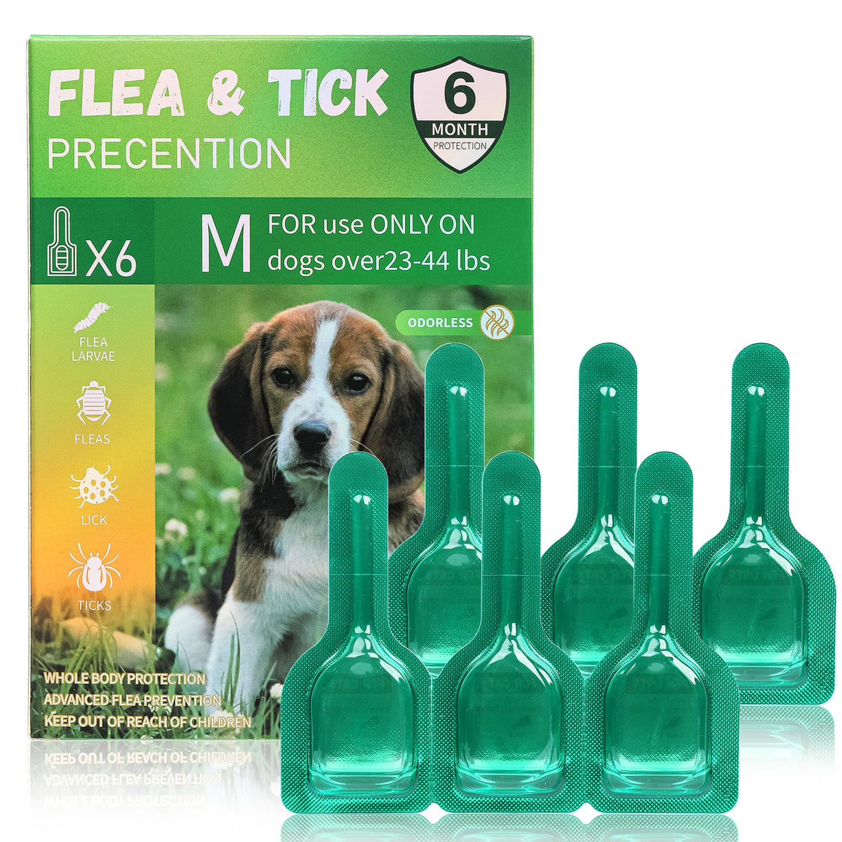 Flea and Tick Prevention for Dogs 5-43 lbs 6 Doses A389090